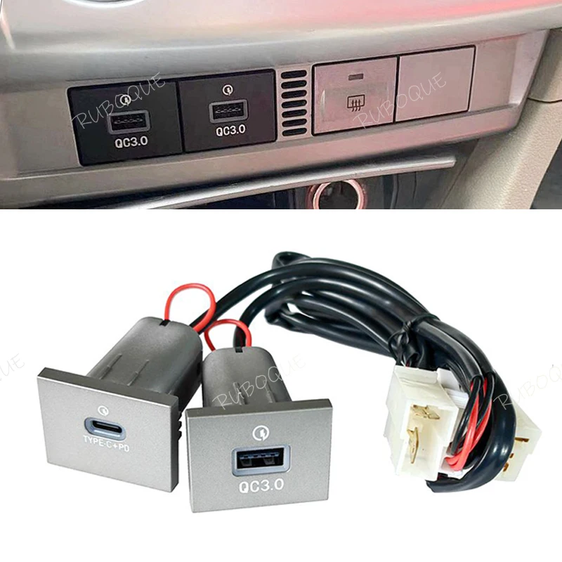 

Silver USB Car Charger Socket 12V/24V USB Charging Outlet Power Adapter PD Type C For Ford Focus 2 2004-2010 mk2 Accessories