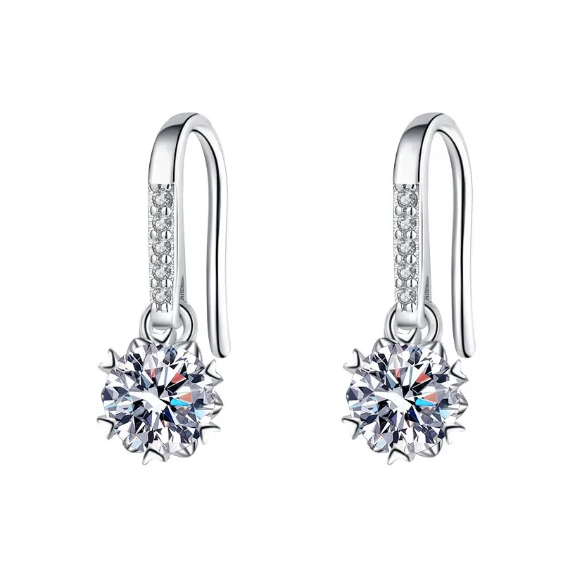 

ES0002 Lefei Fashion Diamond-set 0.5ct Moissanite Dangle Hearr Earring For Women 925 Sterling Silver Party Wedding Jewelry Gift