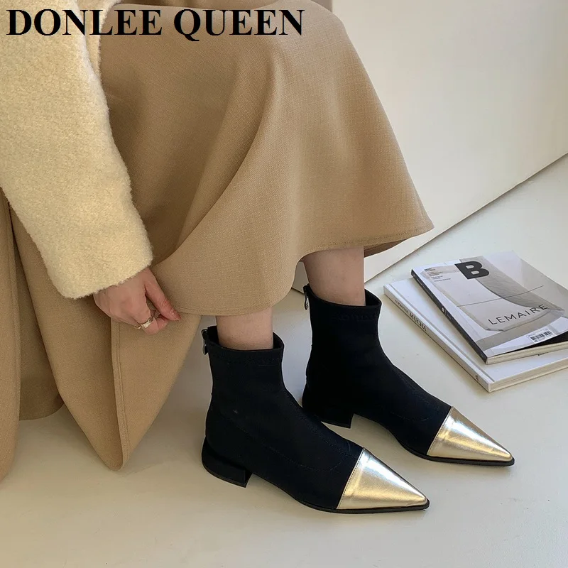 

Ботильоны женские зимние с меховой подкладкой и заостренным носком, на плоской подошве