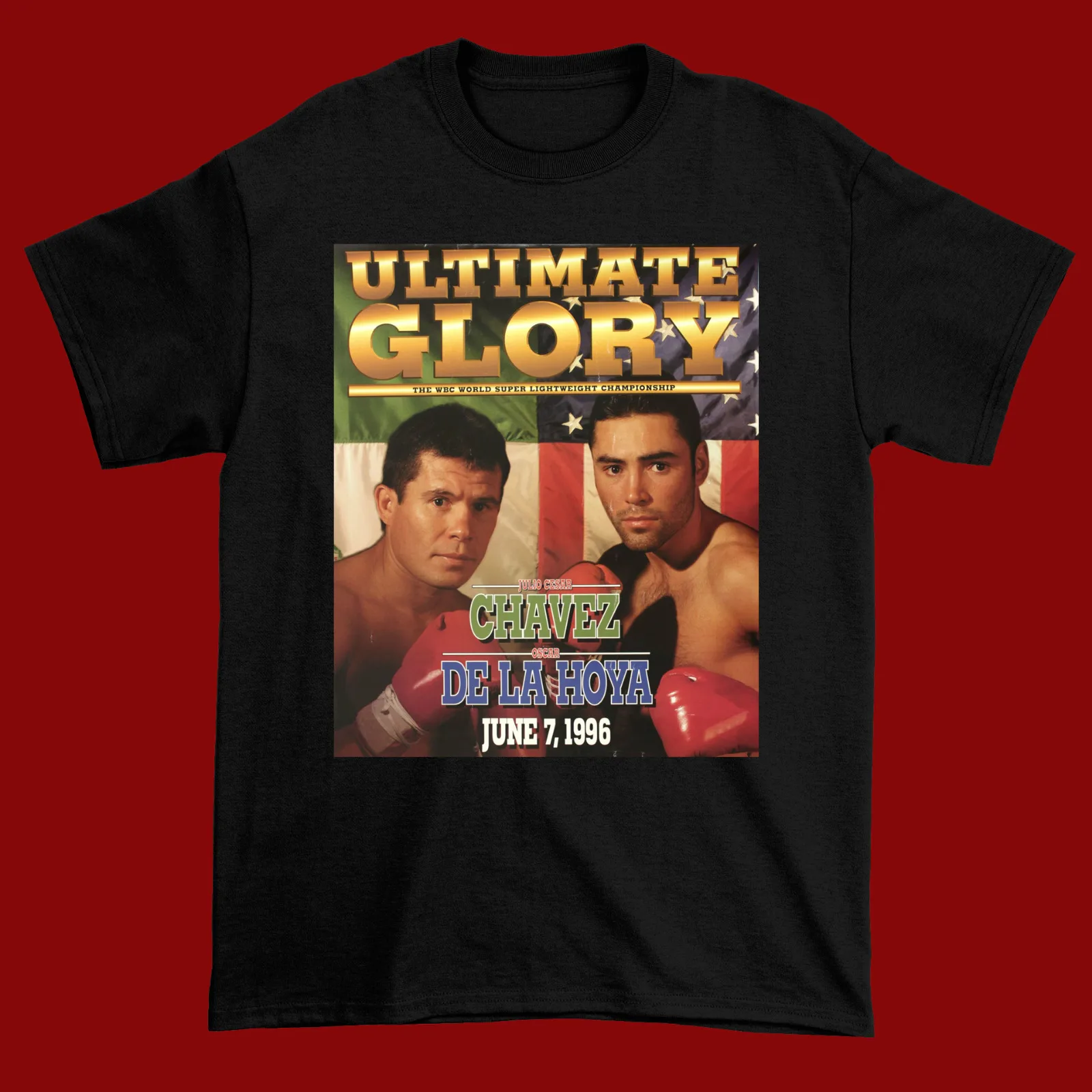 Футболка Oscar De La Hoya Julio Cesar Chavez черная все размеры NG1009