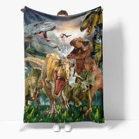 childrens dinosaur tyrannosaurus rex 3d printed flannel blanket sherpa fleece throw warm gift for kids adults home office