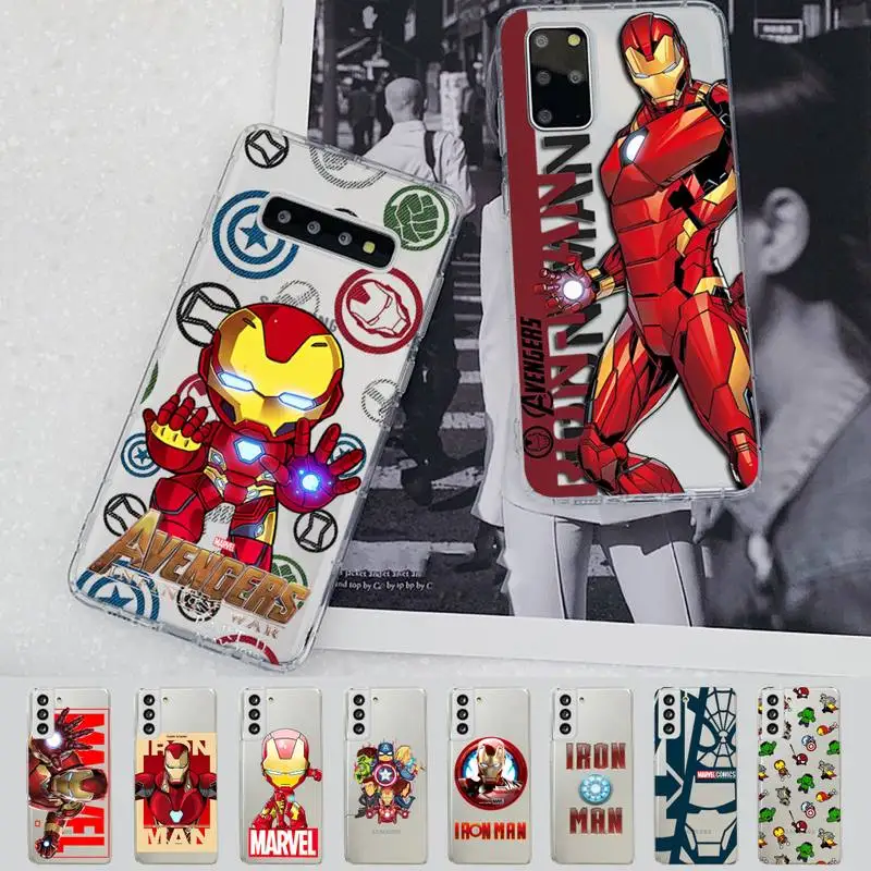 

Marvel Iron Man Tony Stark Phone Case for Samsung S20 S10 lite S21 plus for Redmi Note8 9pro for Huawei P20 Clear Case