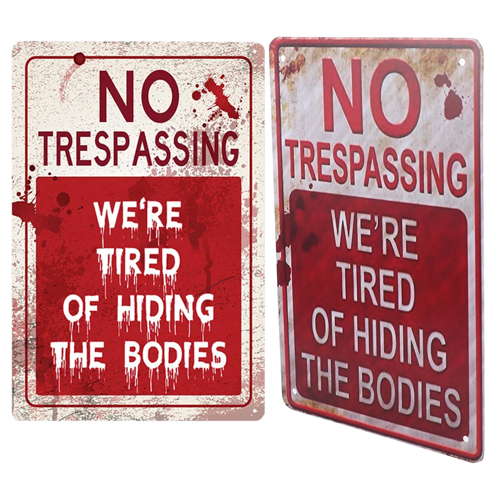 

2 Pcs Outdoor Private Property Signs Metal Tin Painting Warning Notice Iron Garden Ornament