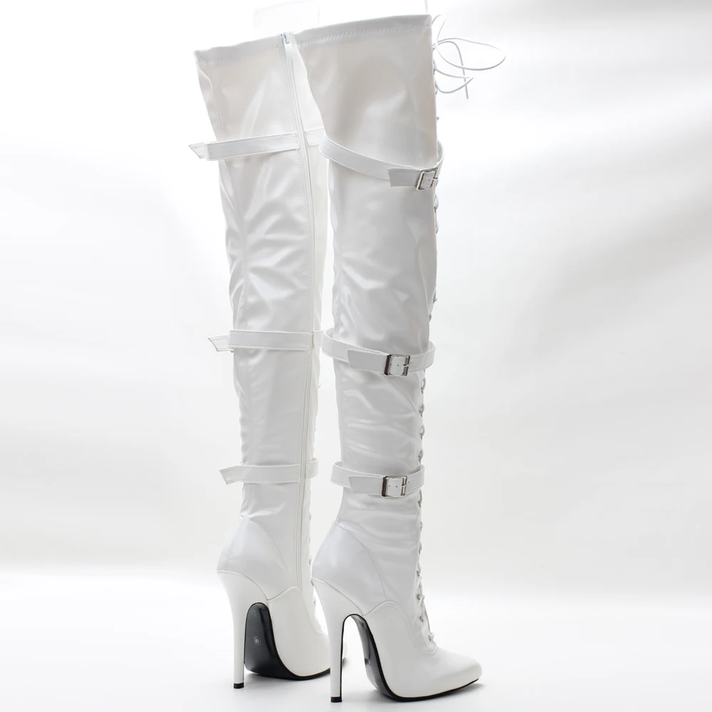 5 Inch Stilletto High Heel Lace UP Fetish Vintage Sexy Over Knee High Boots