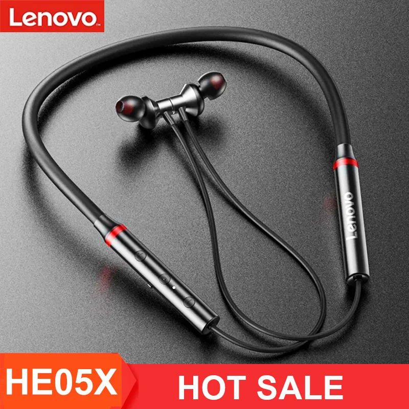 

HOT Original Lenovo HE05X Bluetooth 5.0 Earphones Sports Headphones Waterproof Wireless HIFI Sound Magnetic Neckband Headset Mic