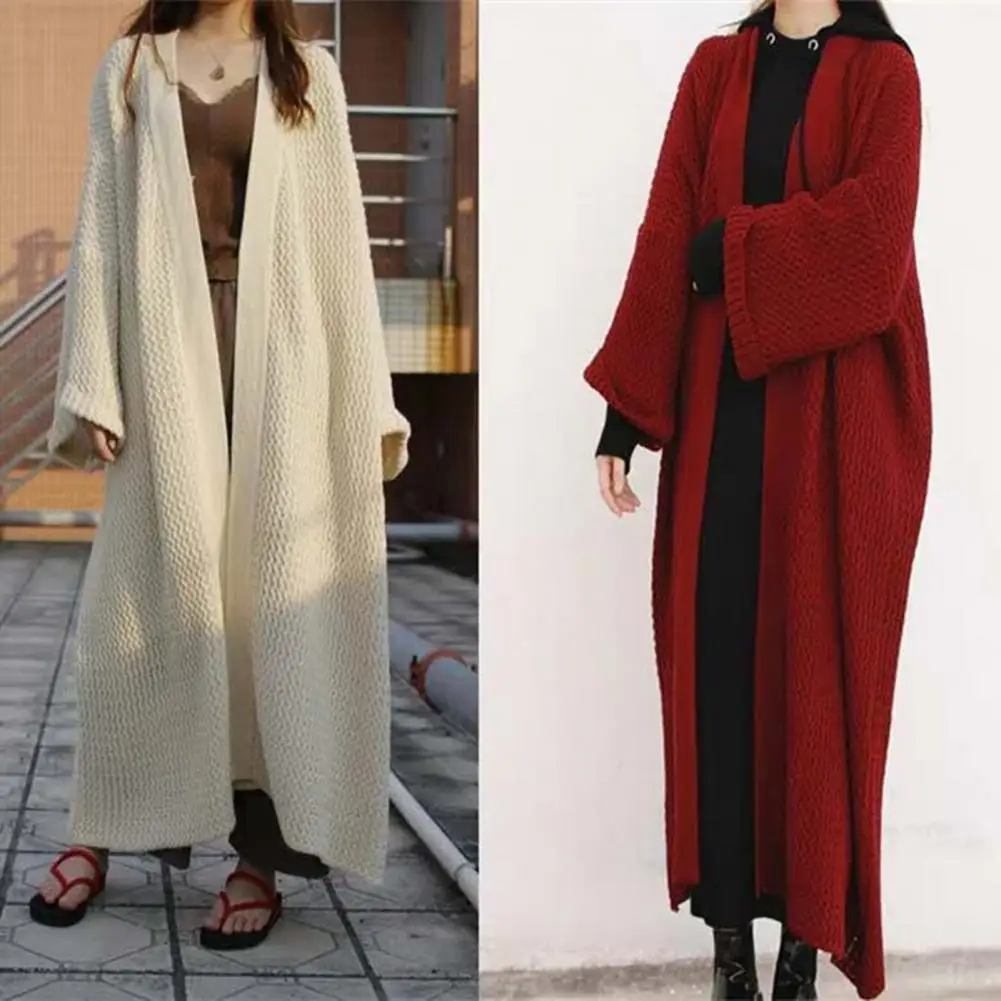 

Women Fashion Korean Elegant Sweater Coats Casual Classic Loose Knitwears Tops Jacket Spring Fall Knitted Long Cardigan Outwear
