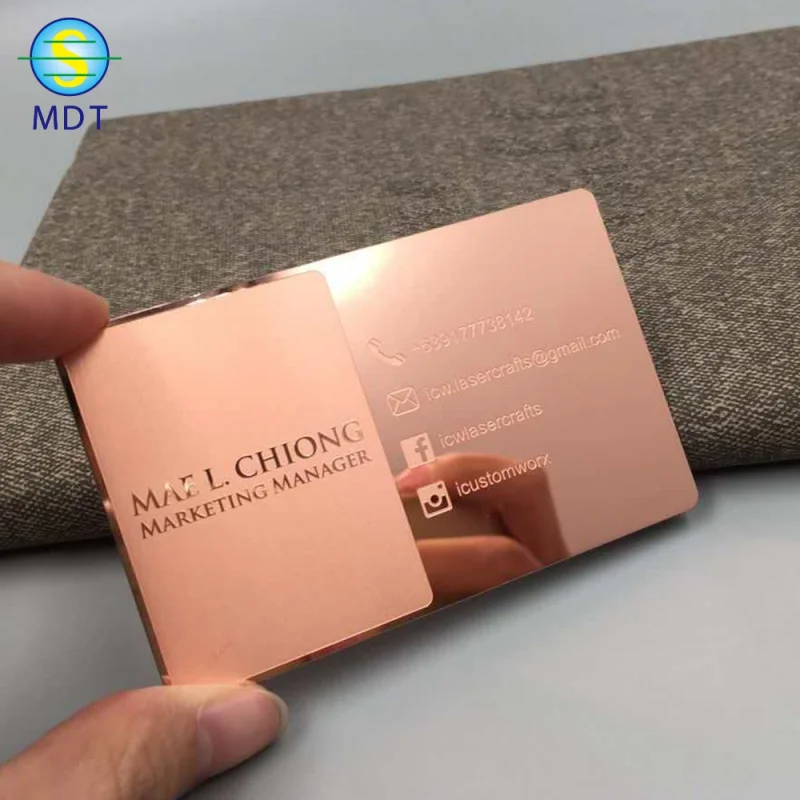 

customizd design DU Rose Gold Mirror Metal Business Cards China