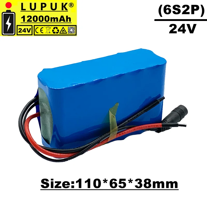 

24V 18650 lithium ion battery pack, 6s2p, 25.2v, 12000mah, built-in BMS, for outdoor lighting, video game boats, etc