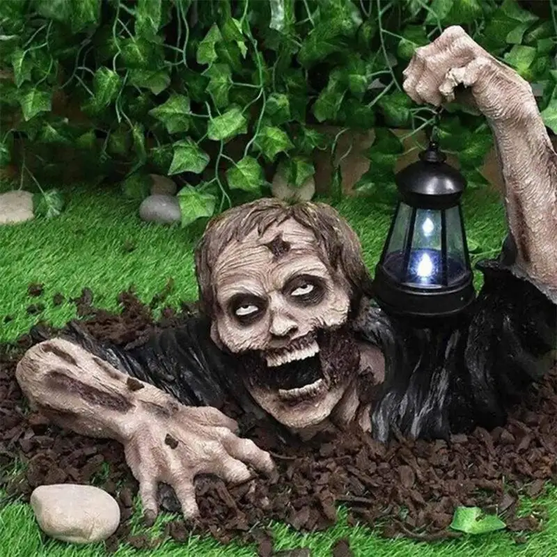

Garden Zombie Lantern Statues Halloween Horror Scenes Decor Props Creative Halloween Zombie Shape Lawn Decorative Sculpture