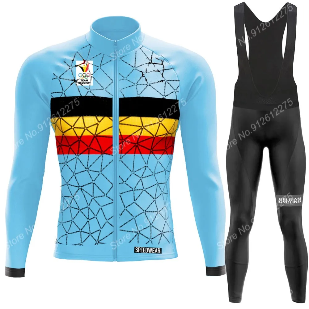 

Suit Belgium National Team 2022 Cycling Jersey Set Summer Long Sleeve Belgian Clothing Road Bike Suit Bicycle Pants Bib MTB Ropa