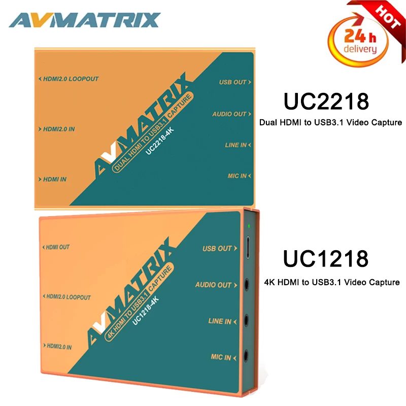 4K Карта видеозахвата USB 3,1 HDMI-совместимая Type-C Карта видеозахвата 1080p60 для видеокамеры AVMATRIX UC1218 UC2218