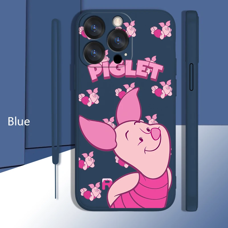 

Disney Winnie the Pooh Piglet Case For Apple iPhone 14 13 12 Mini 11 Pro XS MAX XR X 8 7 SE Plus Liquid Rope Phone Cover Core