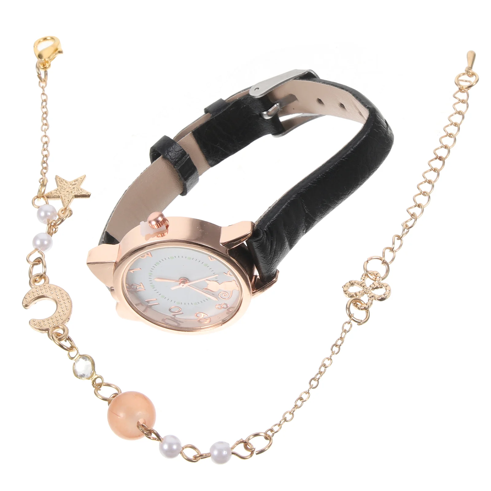 

1 Set Women Wristwatch and Star Moon Bracelet Set Exquisite Watch and Bracelet