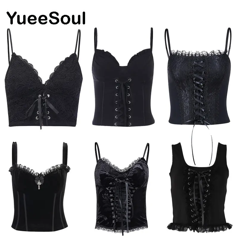 Женский укороченный топ в готическом стиле черный корсет без рукавов с принтом