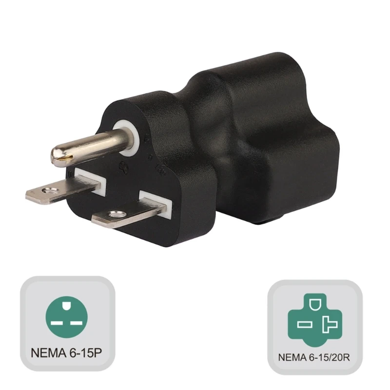 

Nema 6-15P to Nema 6-15 & 20R AC Power Adapter,6-15P Kettle Plug Male Power Adaptor 3-Pole DIY Wiring Acessory Black