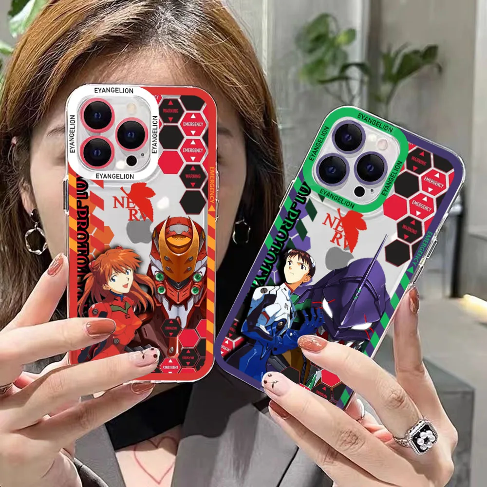 

Anime EVA-Evangelions Phone Case For iPhone 14 13 12 Mini 11 Pro Max X XR XS 7 8 SE 2020 Plus Soft Silicone Transparent Cover
