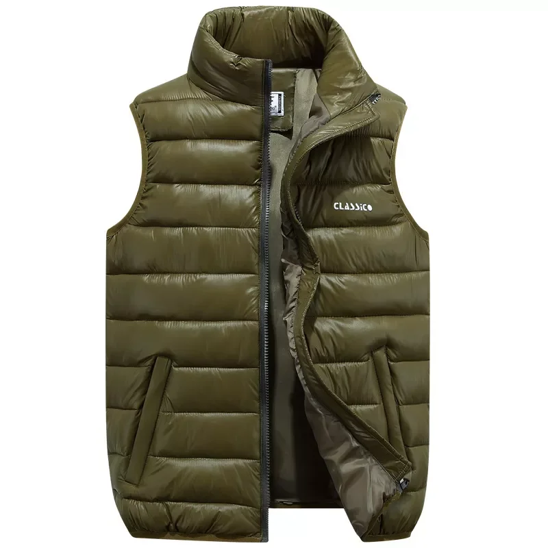 

2023NEW Men's Sleeveless Outwear Jackets Winter Fashion Casual Slim Solid Cotton-Padded Waistcoat Thicken Warm Coats 4 Color