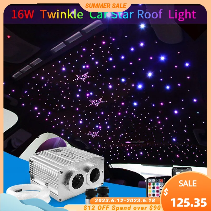16w Twinkle LED Car Starry Sky Light Roof Star Night Lights Interior Starry Sky Ceiling Auto Interior Stars Fiber Optic Lamp
