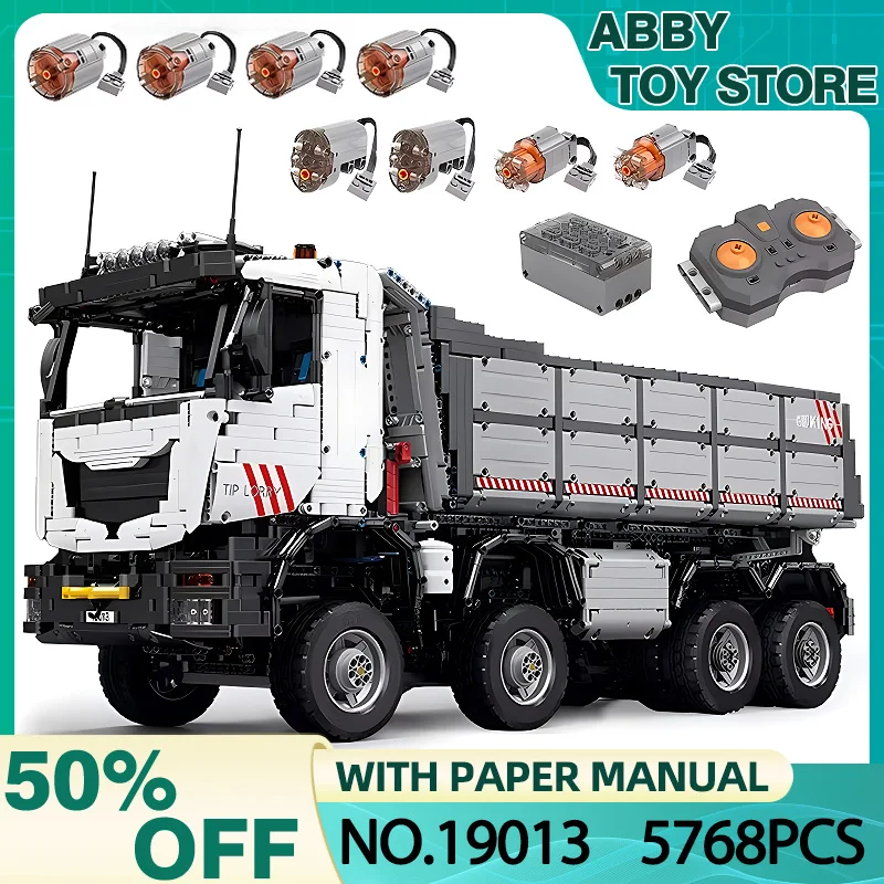 Пневматический самосвал MOULD KING 19013 с приложением и дистанционным управлением