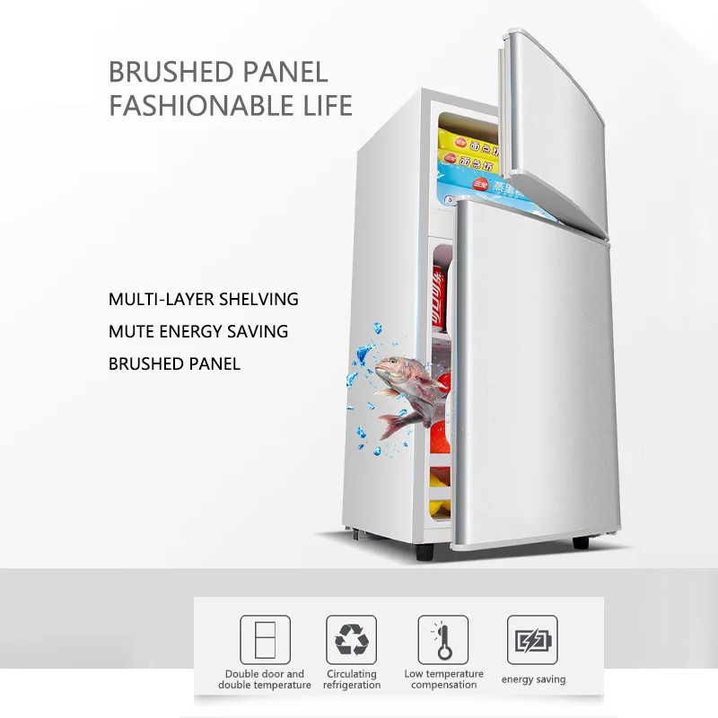 

Small Refrigerator Household Double-opening Two-door Power Saving Silent Rental Mini Small Freezer Refrigerator