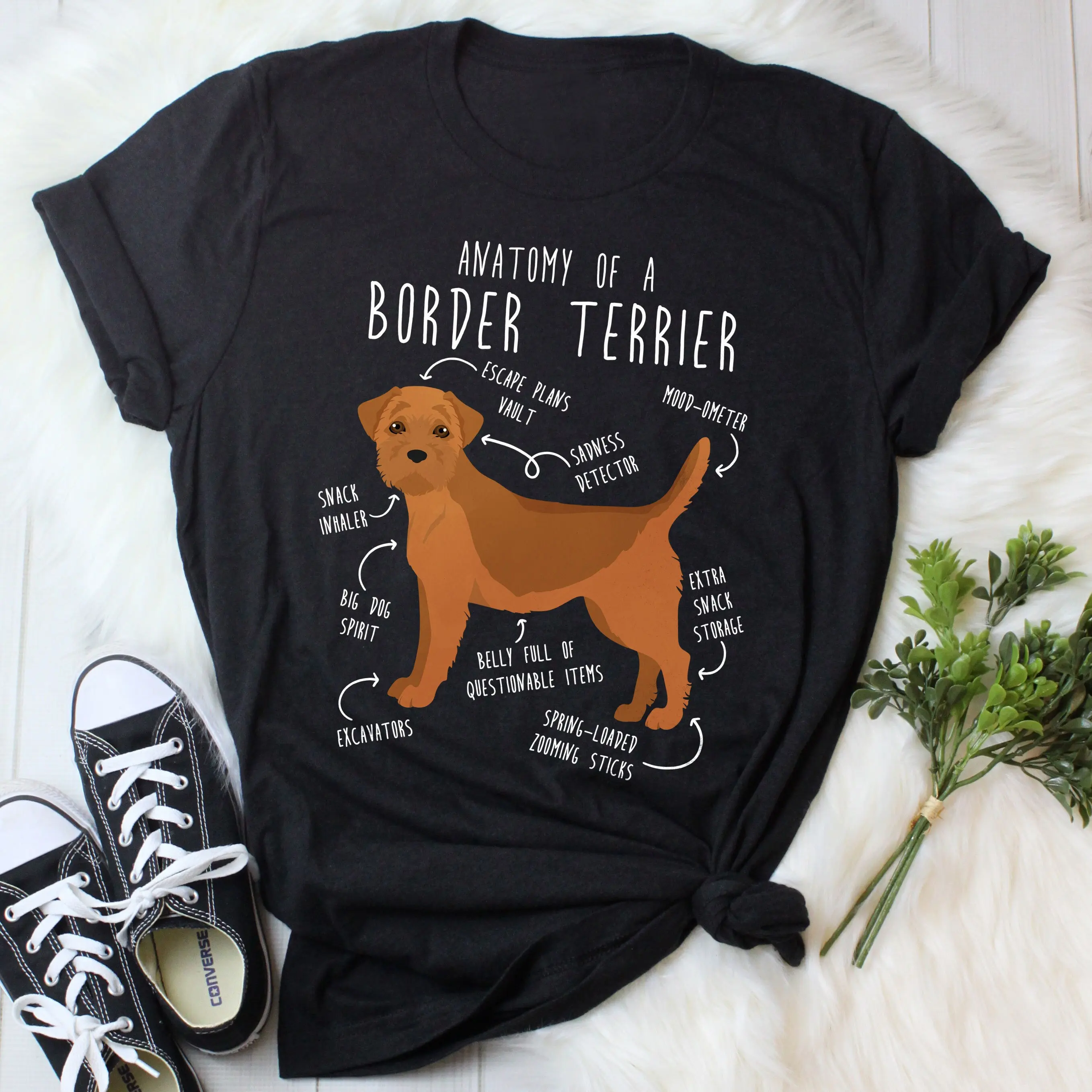 Футболка бордер-терьера красная собака любитель милый питомец мама папа