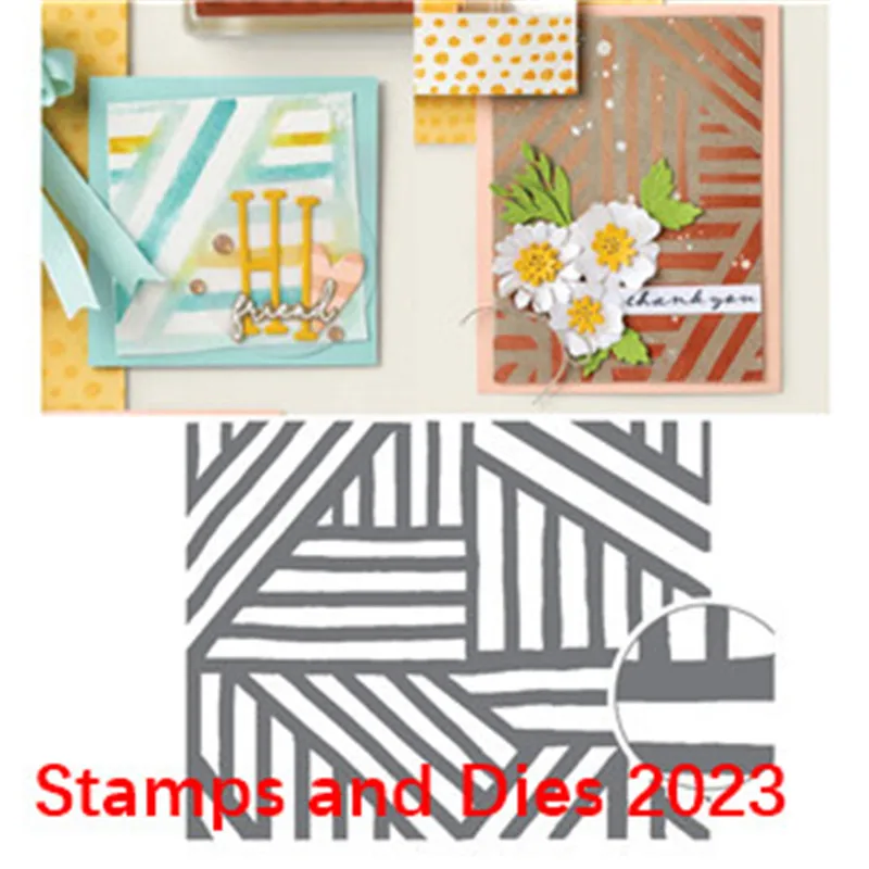 

LAYERED STRIPES Cutting Dies And Silicone Stamps For DIY Card Scrapbook Diary Decoration Embossing Template 2023 New Christmas