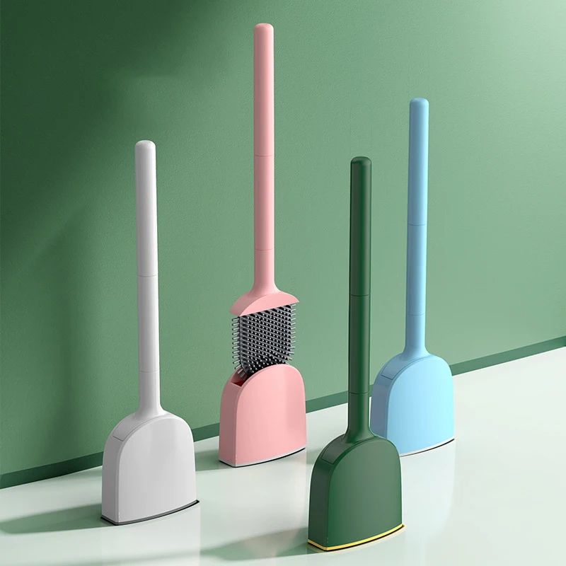 

Silicone Toilet Brush Free Punching Wall-mounted with Bracket Leak-proof Soft Toilet Cleaning Brush Toilet Cleaning Silicone