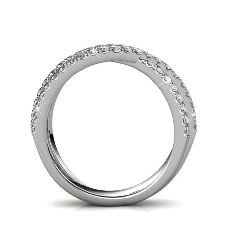 Фото Daisini Открытое регулируемое серебряное кольцо 925 пробы с кристаллами Сваровски для женщин, латунные украшения для свадебной вечеринки, белое золото 18 карат с покрытием №4