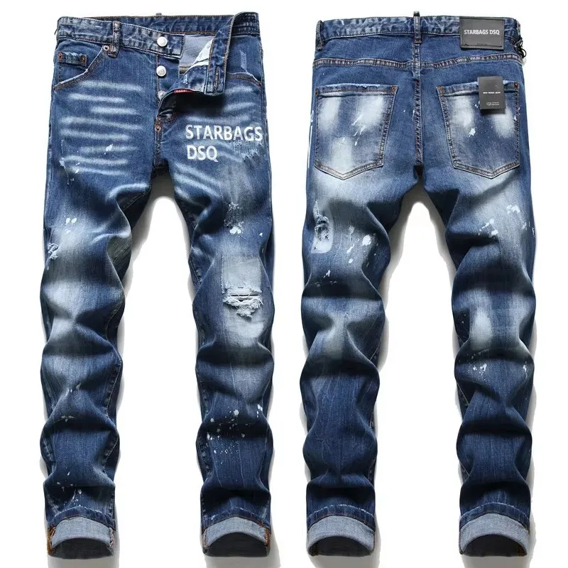 Starbags dsq1086 новые осенне-зимние регги Splash Paint мужские тонкие эластичные джинсы с