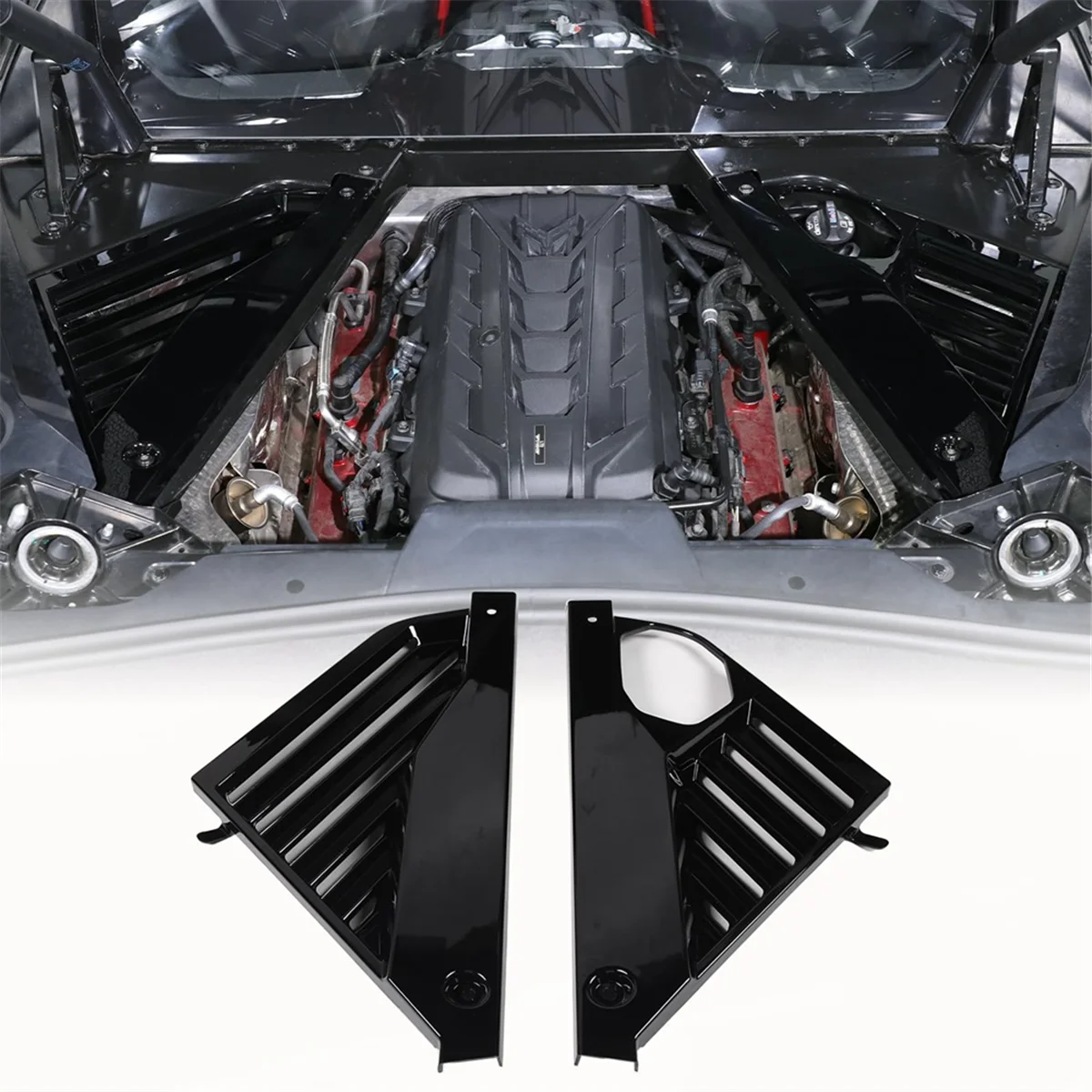 Крышка панели двигателя для Chevrolet Corvette C8 2020-2023 задняя защита Черная