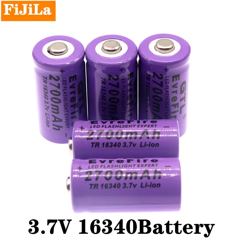 

100% New 2700mAh Rechargeable Li-ion 16340 Battery UniversALBC LED Flashlight Expert 2700mAh LS 16340 3.7V Li-ion Purple Color