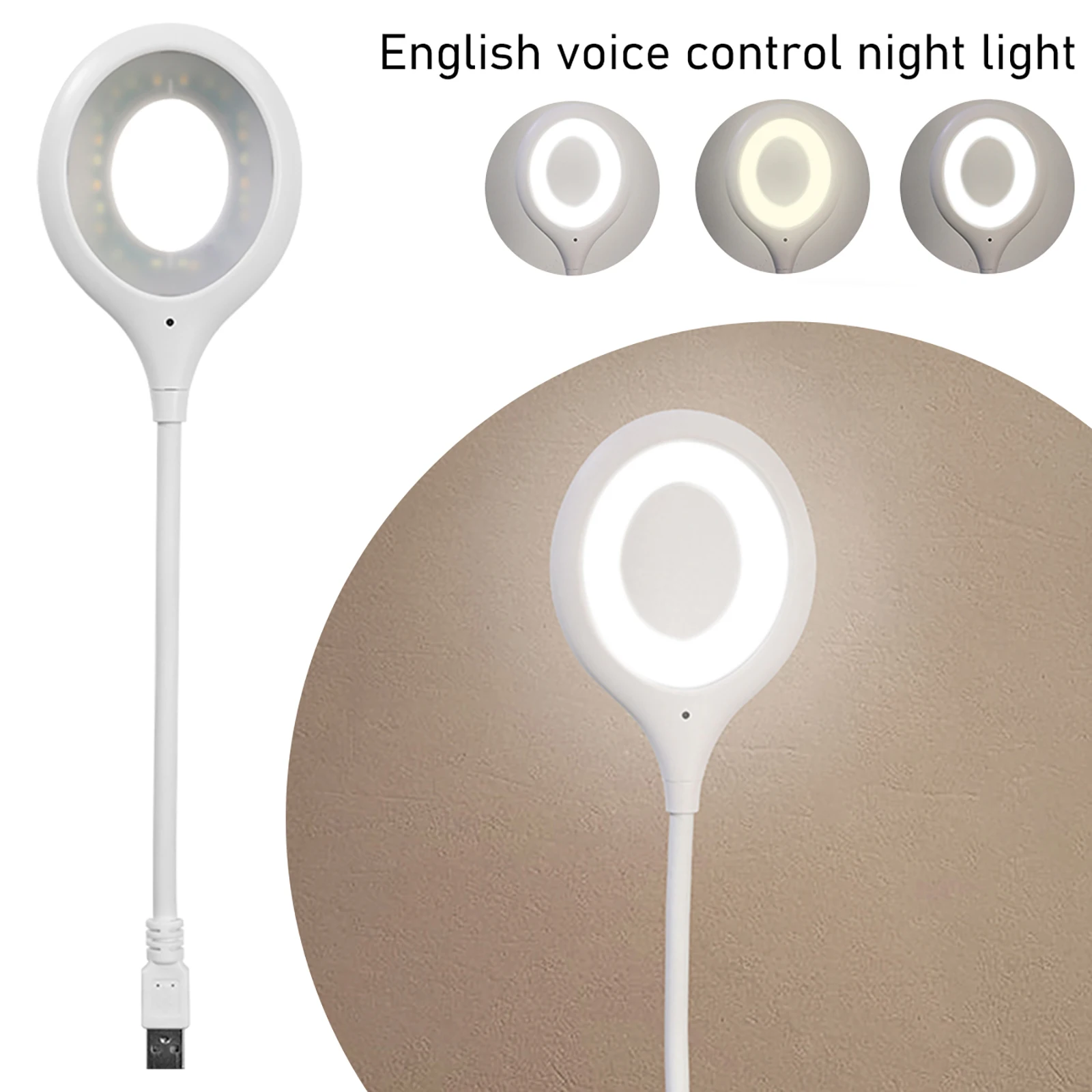 

USB-светильник для спальни, с голосовым управлением и многонаправленным изгибом, 3 светильник
