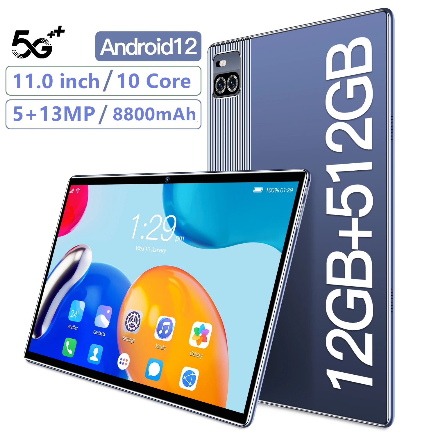 

Global Tablet Android 12 tablet 11 inch 10 core 12GB+512GB Tablet 5G call tablettes HD Camera Phone Pad Bluetooth Wifi Tablet PC