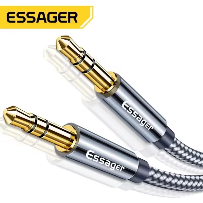 כבל Essager Aux Speaker Wire 3.5mm Jack כבל אודיו עבור מתאם אוזניות לרכב זכר Jack ל-Jack 3.5mm Cord עבור Samsung Xiaomi
