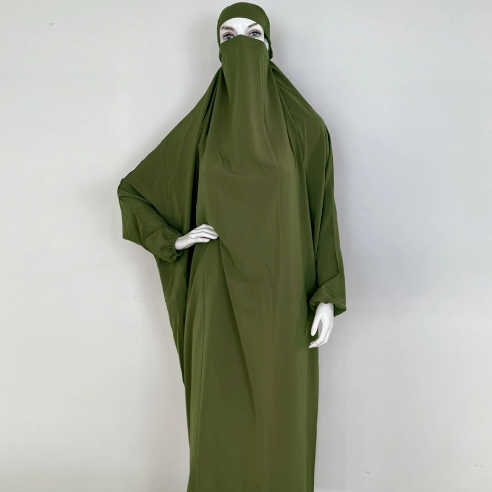 Muslim Women Jilbab One-piece Prayer Dress Hooded Abaya Islamic Clothing Dubai Saudi Black Robe Turkish Modesty  abaya dubai