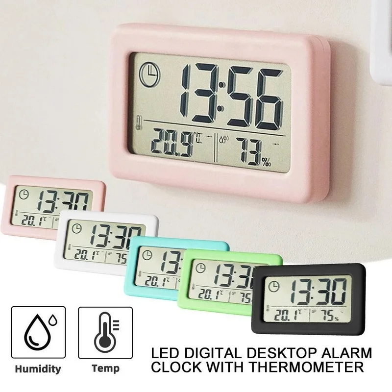 Simple Temperature Sensor Mini Home Hygrometer Gauge Bedroom Indoor Led Electronic Alarm Clocks