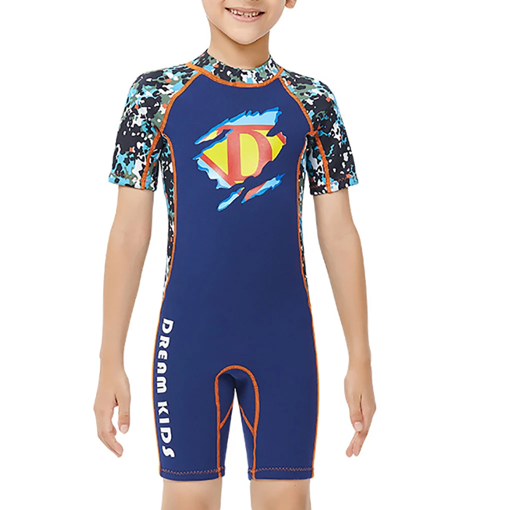 

2 5MM Wetsuits Diving Suit Kids Wetsuit Quick Drying One-piece Thermal Fashionable Multiple Size Jumpsuit Short Sleeves S
