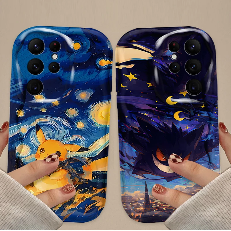 Чехол P-Pokemon Starry Night для Samsung Galaxy S24 Ultra S23 S22 Plus S21 S20 FE A25 A55 A35 A15 A16 A05 A05S A06 Силиконовый