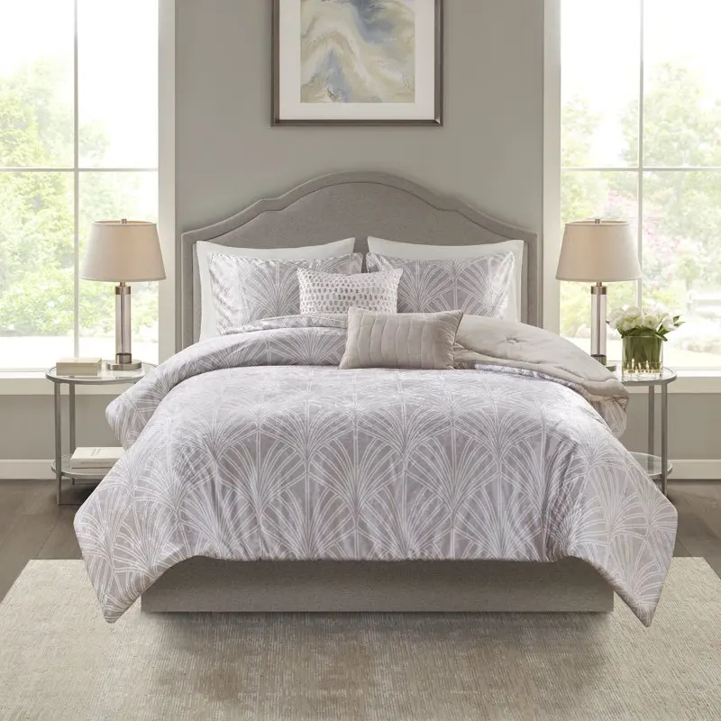 

5 Piece Kiona Bedding Comforter Set, Modern Full/Queen, Beige For Adults