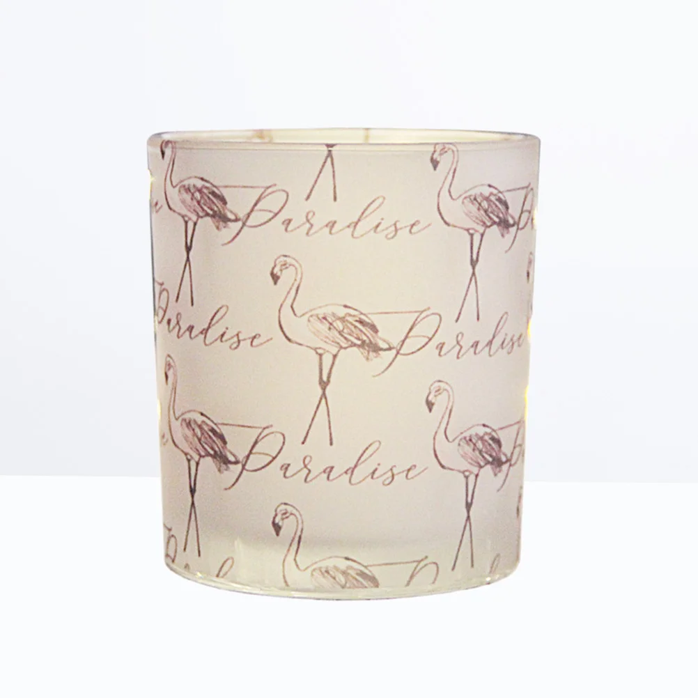 

1 pc Cups Delicate Printed Decorative Glass Candlestick Table Centerpiece for Cafe