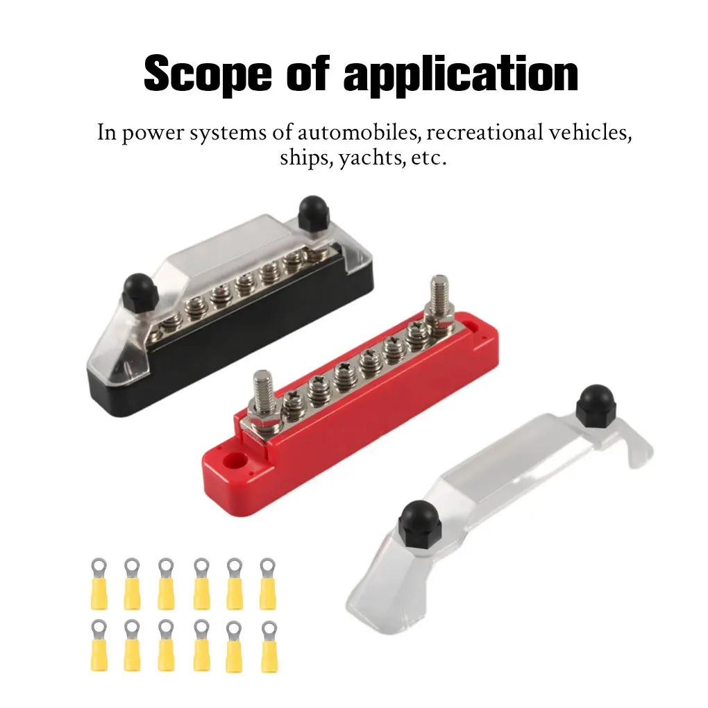 

1 Pair Car Boat Busbar Block Terminal AC300V DC48V RV Dynamical Bus Bar Replacement Connector Repair Spare Accessory