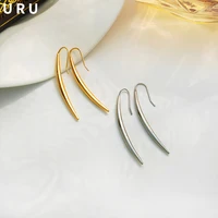 simply design high quality brass metal drop earrings hot sale golden silvery plated single one stick earrings for party gifts