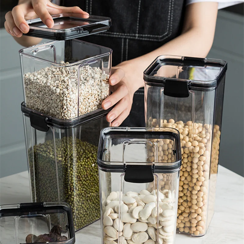 

1300/1800ml large Kitchen Food Storage Box Tank Transparent Sealed Cans Vacuum Refrigerator Noodle Lid Organizer