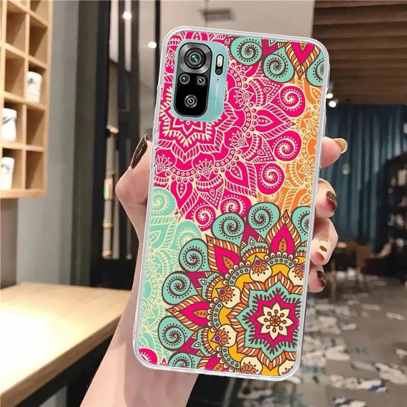 Цветной цветочный мягкий чехол Totem Mandala для Xiaomi Redmi Note 10 10S 11 11S 11T 9 9S 8T 8 12 11E Pro Plus 7 6 5 с