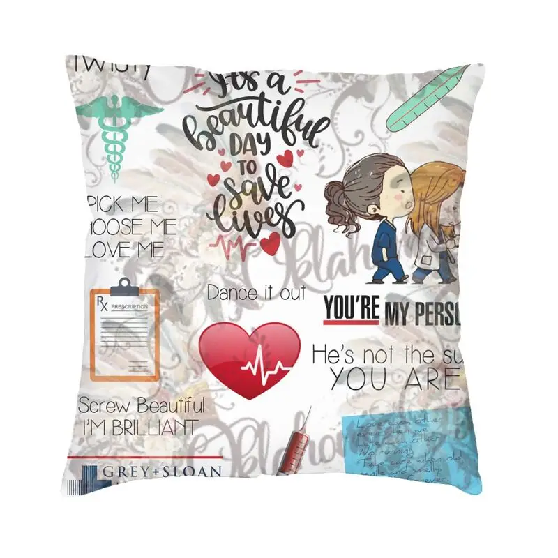 Vibrant Grays Anatomy Square Throw Pillow Cover Decoration 3D Two Side Printing Comedy Tv Movie Cushion Cover for Car