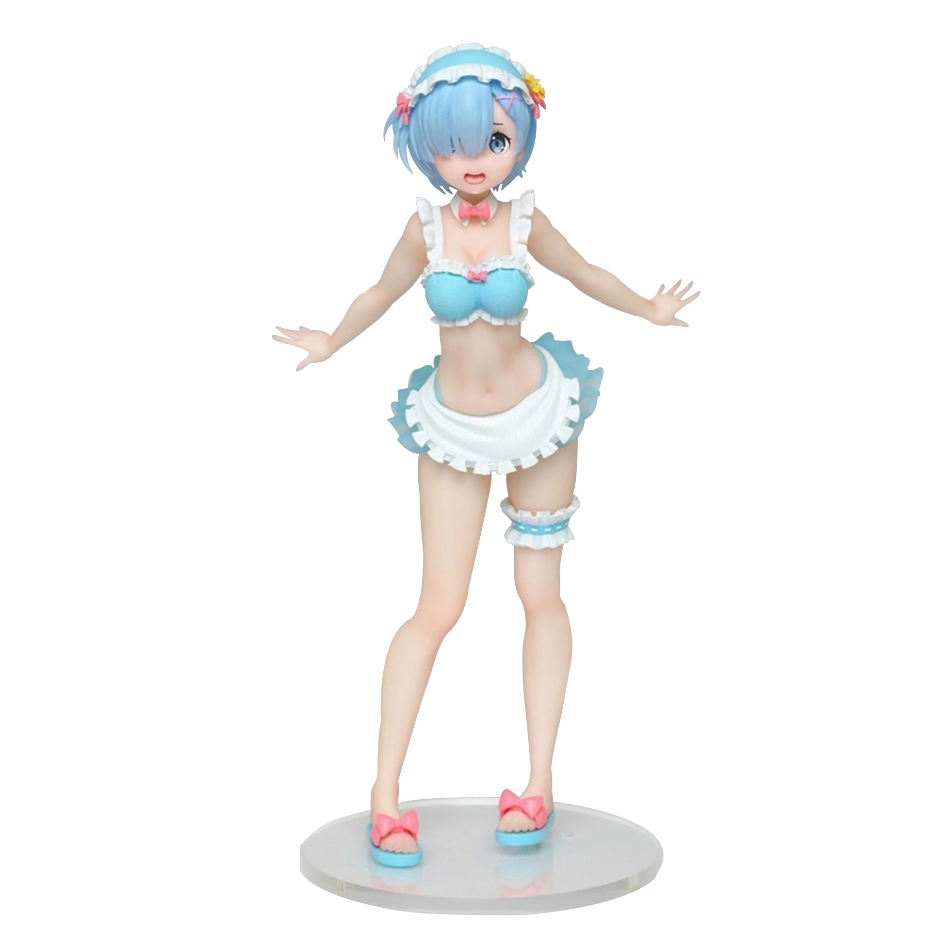 

Genuine 23CM Anime Figure Rem Re:Life In A Different World From Zero Sexy Blue Bikini Swimsuit Model Doll Toy Gift Collect Box