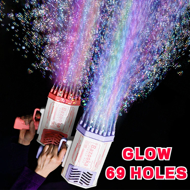 

69 Holes Bubble Gun Bubbles Machine Rocket Gun Launcher Shape Automatic Blower Soap Toys For Kids Children Gift Pomperos Toys