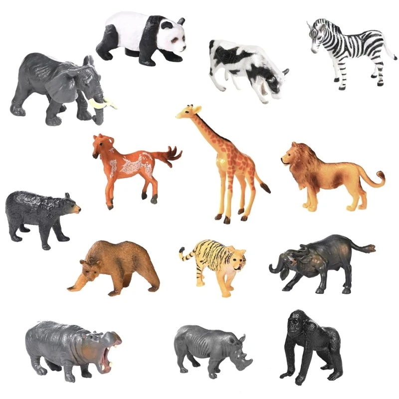 

14pcs Children Simulation Animals World Toy for Boy Models Action Figures Zebras Horse Animals Park Kids Gift