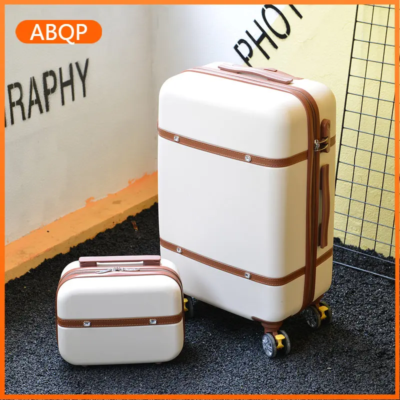 New Retro 20 Inch Carry on Luggage Women 22 Inch Business Travel Suitcase set 24 Inch 26 Inch Men's Trolley Case with Handbag