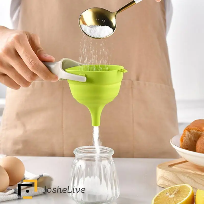 

User Friendly Oil Funnel Save Space Liquid Transfer Funnel Food Grade Silicone Collapsible Funnel Easy To Clean Can Be Reused